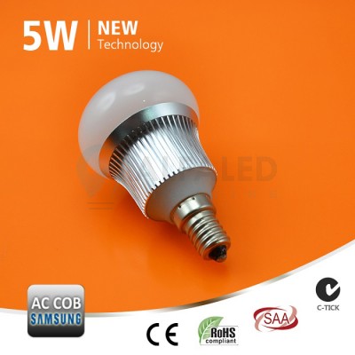 LED žiarovka E14 5W AC/COB SAMSUNG LED - Premium series 