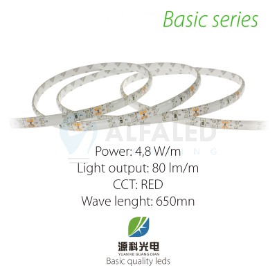 LED pás BASIC series 4,8W/12V 60 LED/m  IP54 - ČERVENÁ