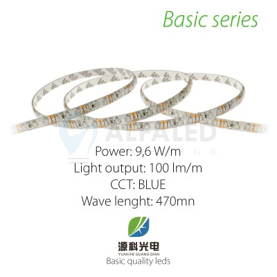 LED pás BASIC series 9,6W/12V 120 LED/m  IP54 - MODRÝ 