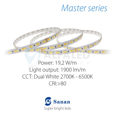 LED pás MASTER series 19,2W/24V 140 LED/m 2835 - Dual White