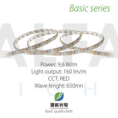 LED pás BASIC series 9,6W/12V 120 LED/m  IP54 - ČERVENÁ 