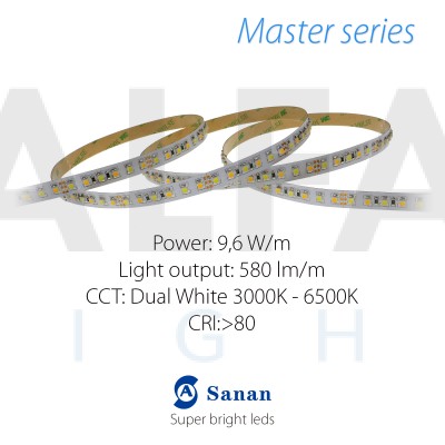 LED pás MASTER series 9,6W/12 120 LED/m 3528 - Dual White